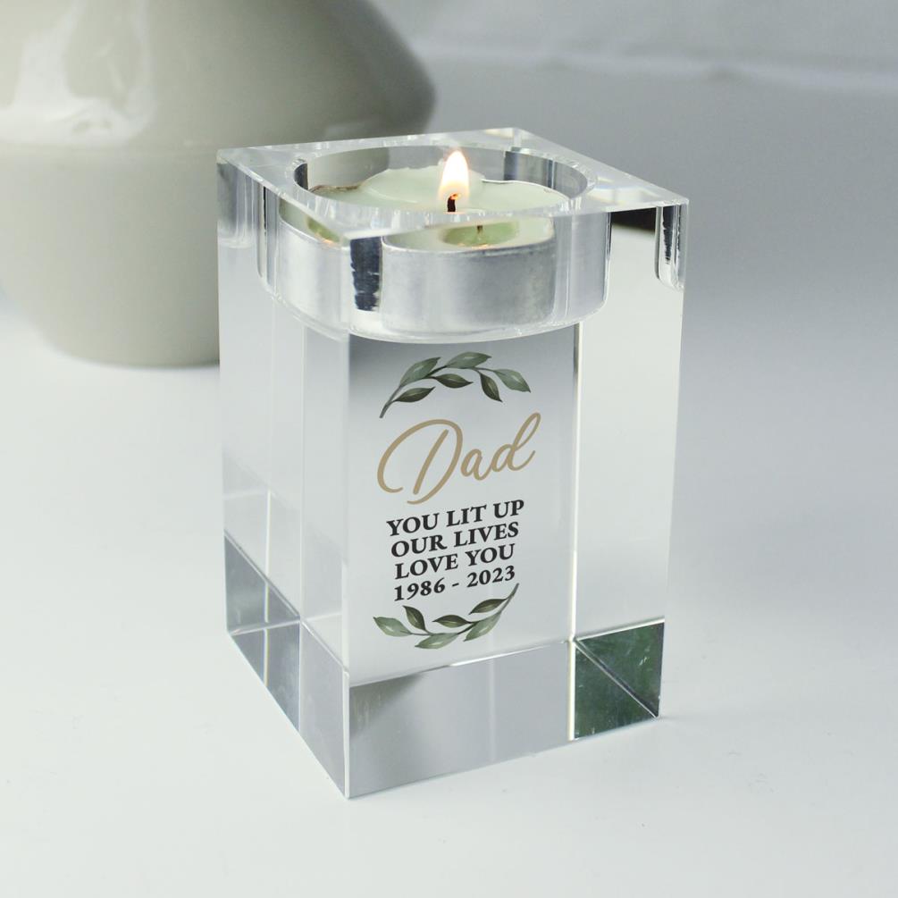 Personalised Botanical Memorial Glass Tealight Holder Extra Image 3